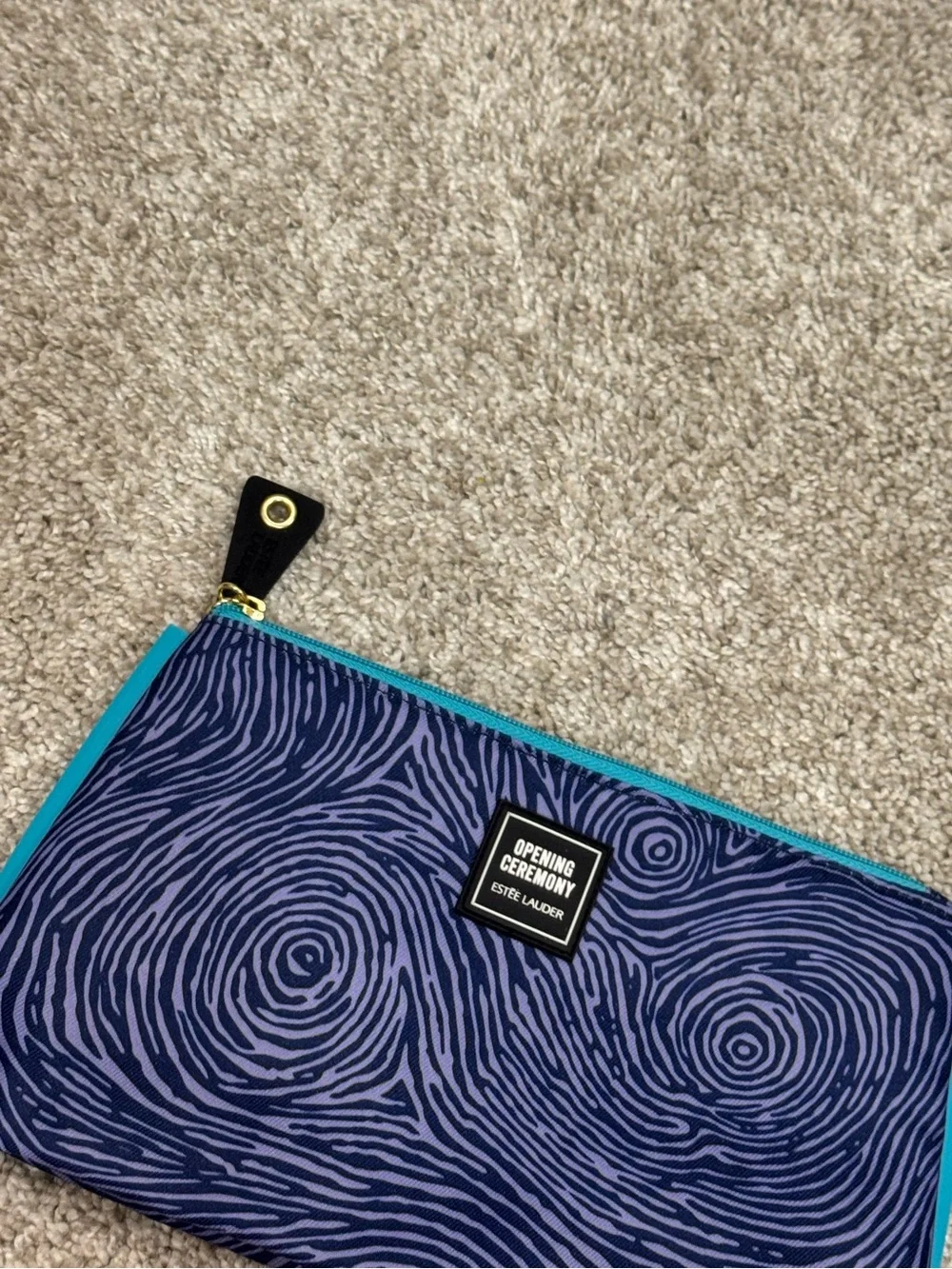 NWOT Opening Ceremony Navy and Teal Patterned Cosmetic Pouch